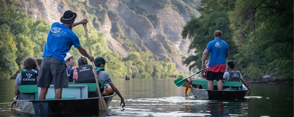 balade en barque à la découverte des castors à Sampzon